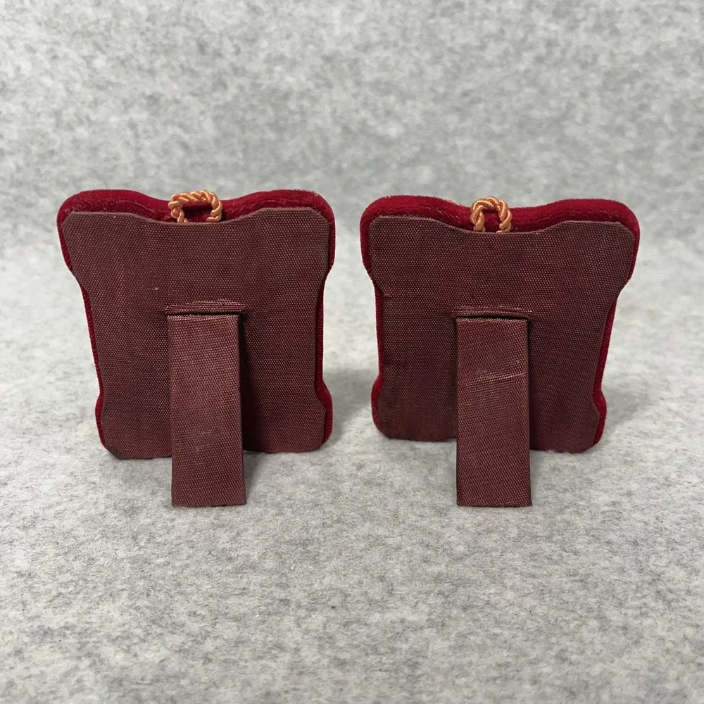Vintage Pewter Praying Boy Girl Red Velvet Plaques Set Of 2 Mini Christian Easel